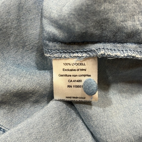 Gentle Fawn Chambray Dress Button Down Cap Flutter Sleeve Blue Size 8 EUC - Picture 11 of 13